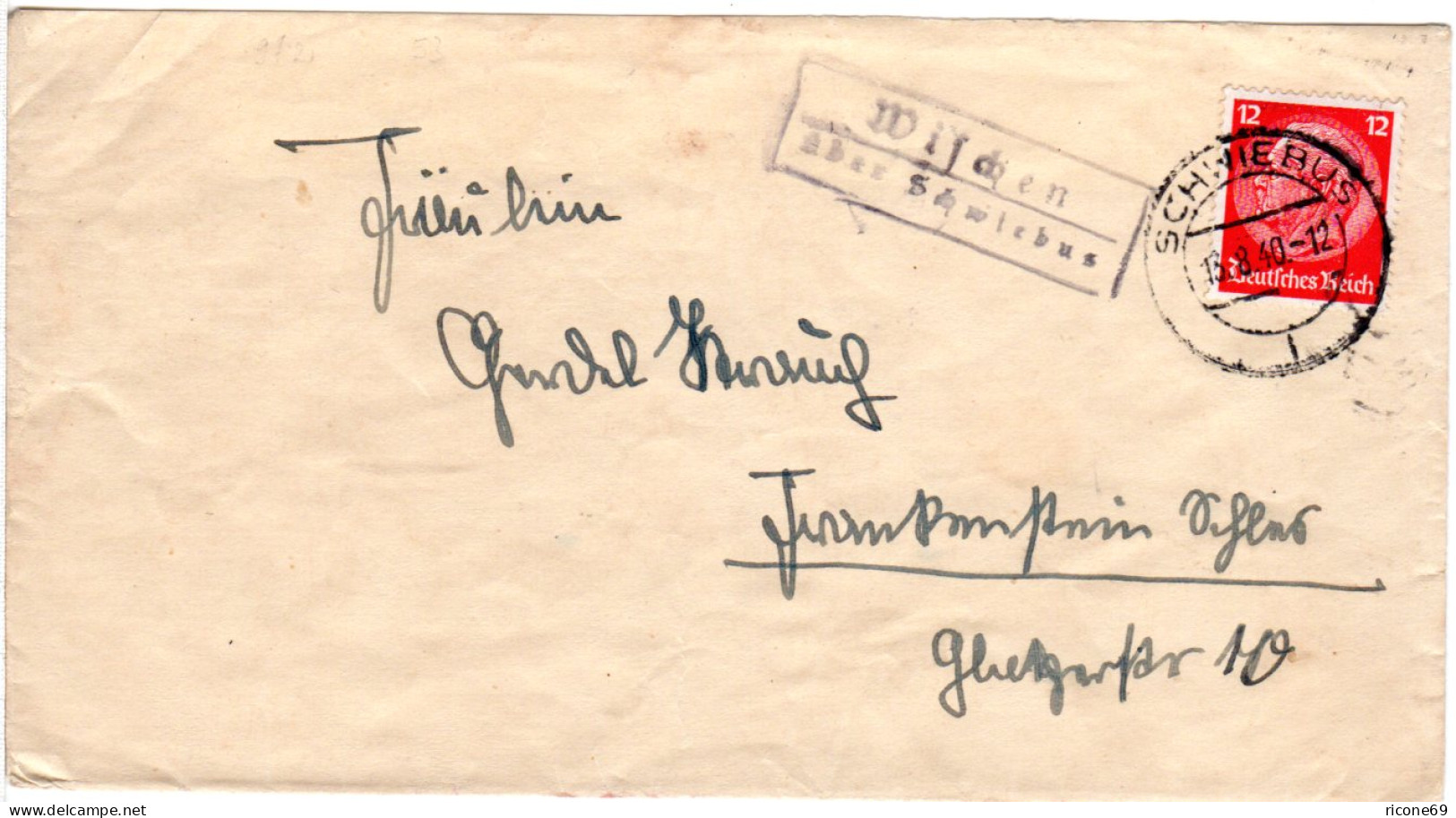 DR 1940, Landpost Stpl. Wischen über Schwiebus Auf Brief M. 12 Pf. - Briefe U. Dokumente