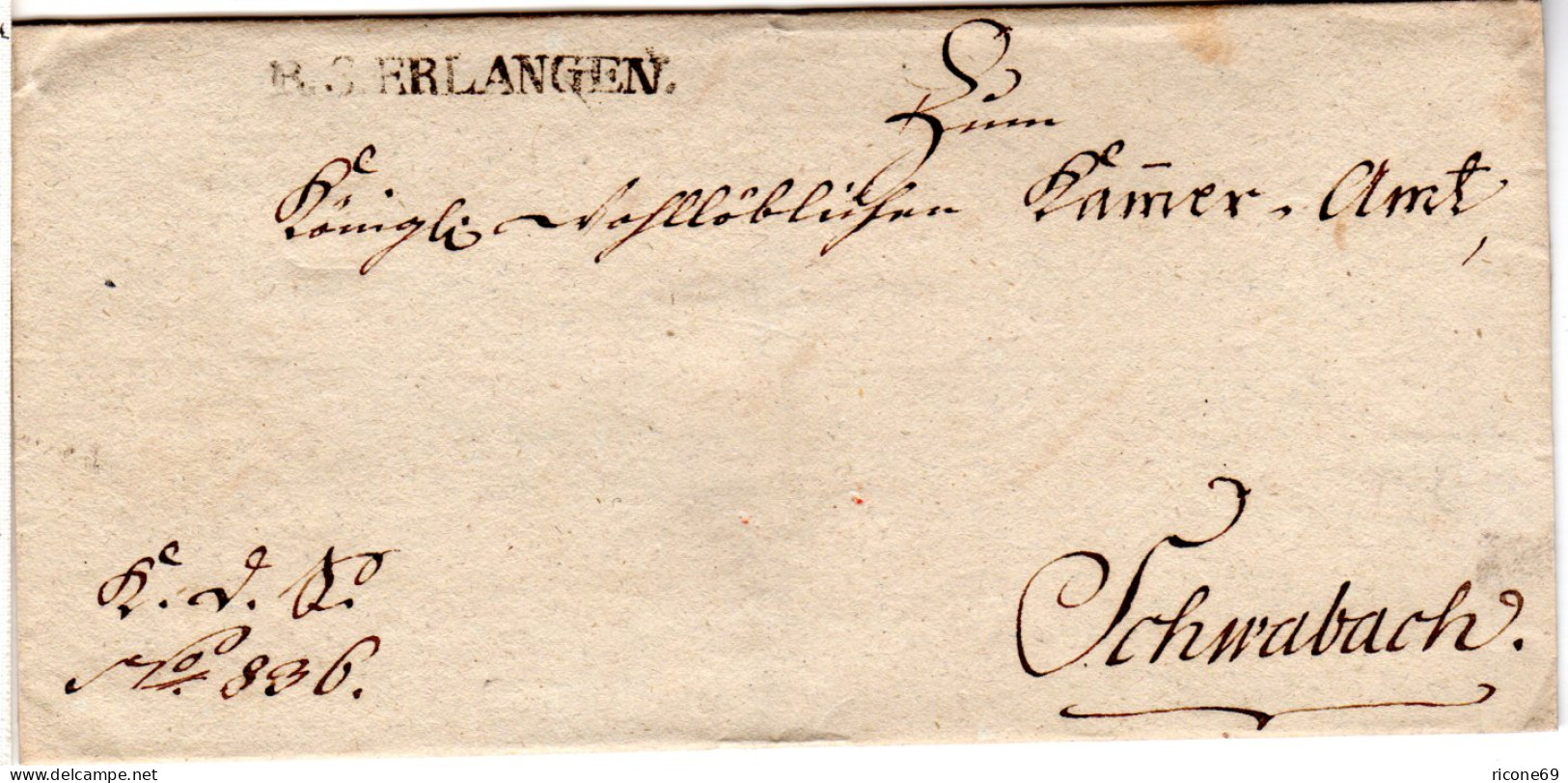 Bayern, L1  R.3. ERLANGEN Auf Franko Brief N. Schwabach. - Préphilatélie