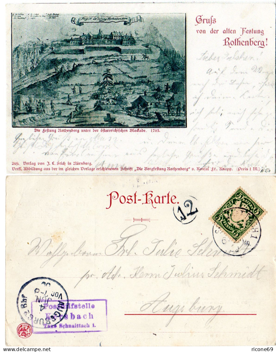 Bayern 1900, Posthilfstelle KERSBACH Taxe Schnaittach 1. Auf Gruss Aus Sw-AK - Briefe U. Dokumente