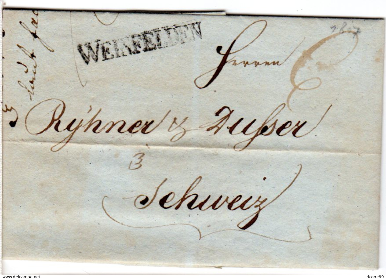 Schweiz 1817, Thurgau-L1 WEINFELDEN Auf Porto Brief M. Kpl. Inhalt. - Brieven En Documenten