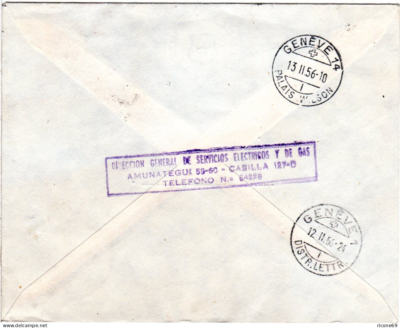 Chile 1956, 2x50+20+5+3 P. Auf Luftpost Brief V. Santiago I.d. Schweiz. - Chile