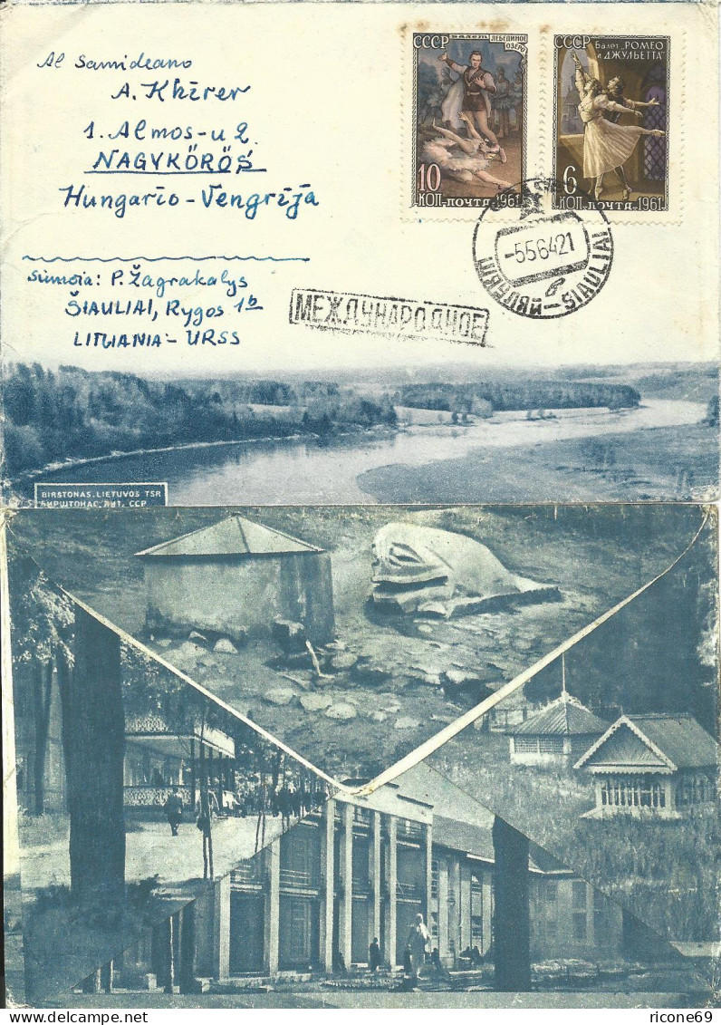 Russland Soviet Union 1964, 6+10 Kop. Auf Mehrbilder Brief V. Litauen N. Ungarn - Sonstige & Ohne Zuordnung
