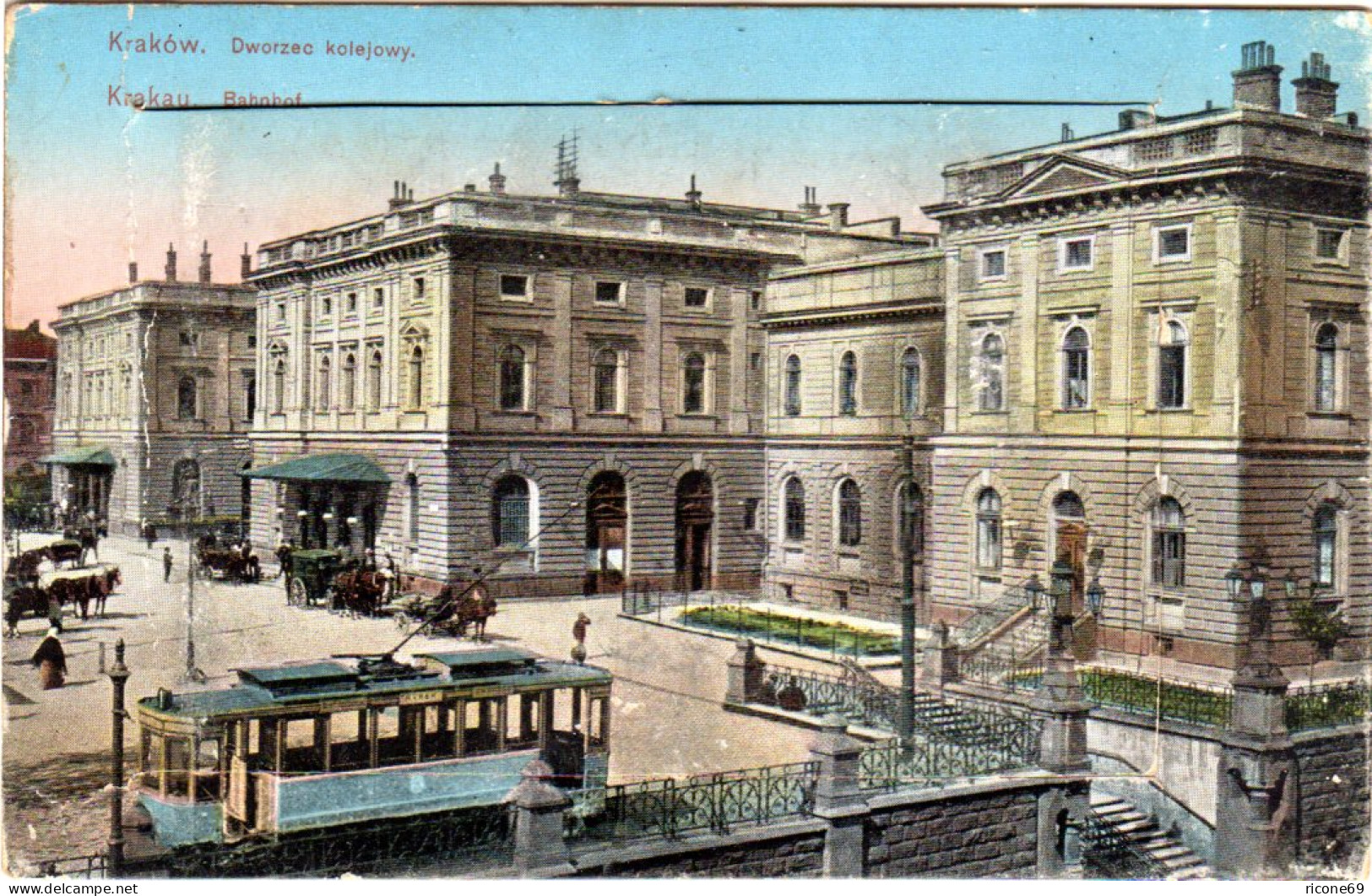 Polen Krakau, Bahnhof M. Tram Bahn, Ungebr. Leporello Farb-AK M. 10 Sw-Bildern  - Otros & Sin Clasificación