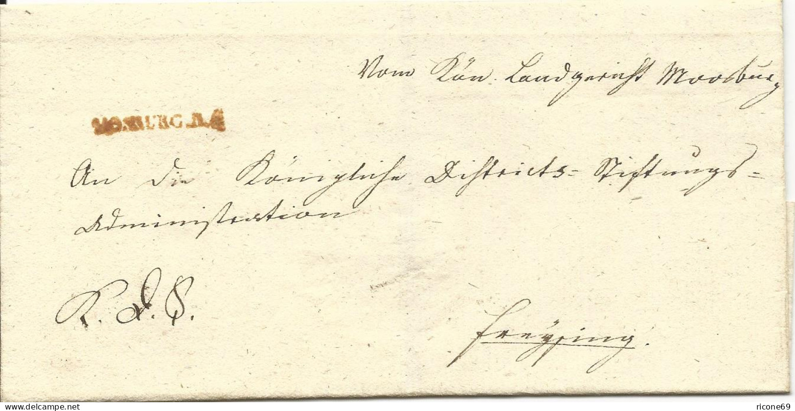 Bayern, Roter L1 "Moosburg R.4" Auf Brief N. Freising.  - Lettres & Documents