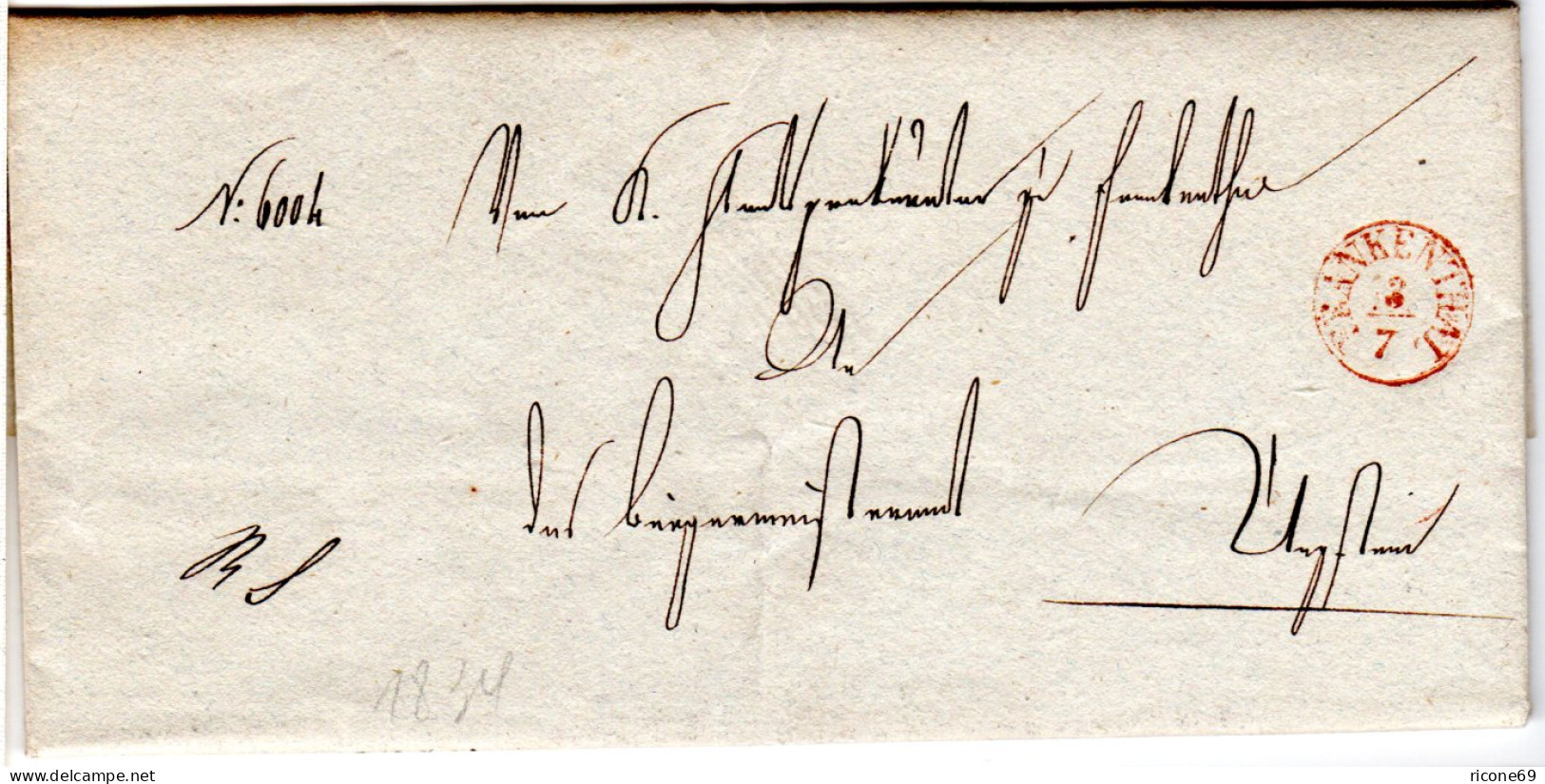 Bayern 1834,  Roter Fingerhut Stpl. FRANKENTHAL Auf Brief N. Ungstein - [Voorlopers