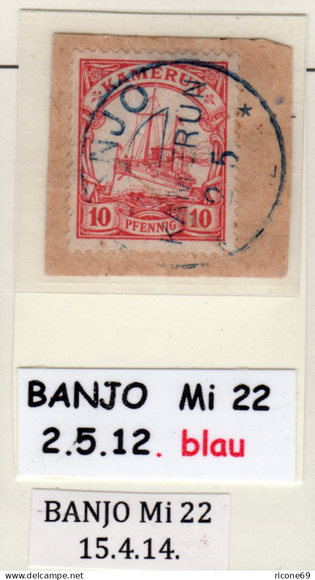 Kamerun, 10 Pf. Auf  Briefstück M. Blauem Stempel BANJO - Camerun