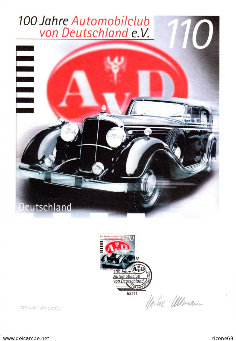 BRD 2043, Maybach Auf Grafik-Druck D. Dt. Post. Limitierte Auflage. Zertifikat - Covers & Documents