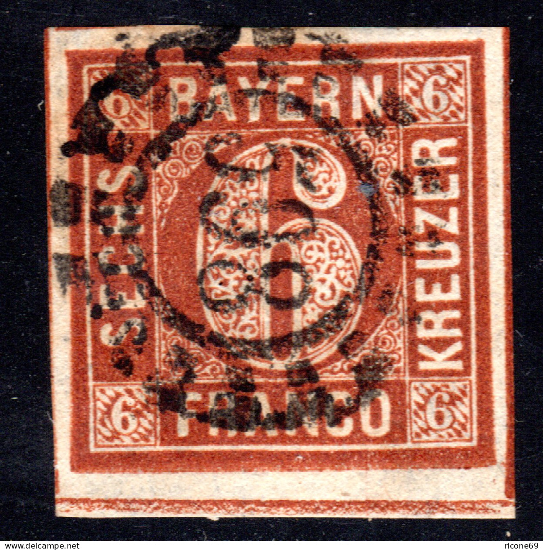 Bayern 4 II2, Allseits Breitrandige 6 Kr. M. Unterer Bogenrandlinie U. OMR 598 - Usados