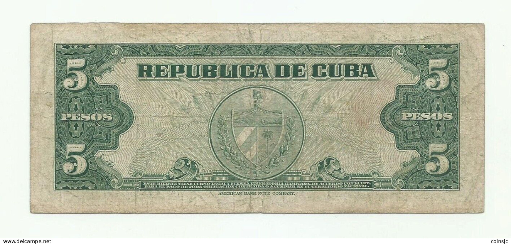 CUBA - Billete- 5 PESOS - 1960 - Kuba
