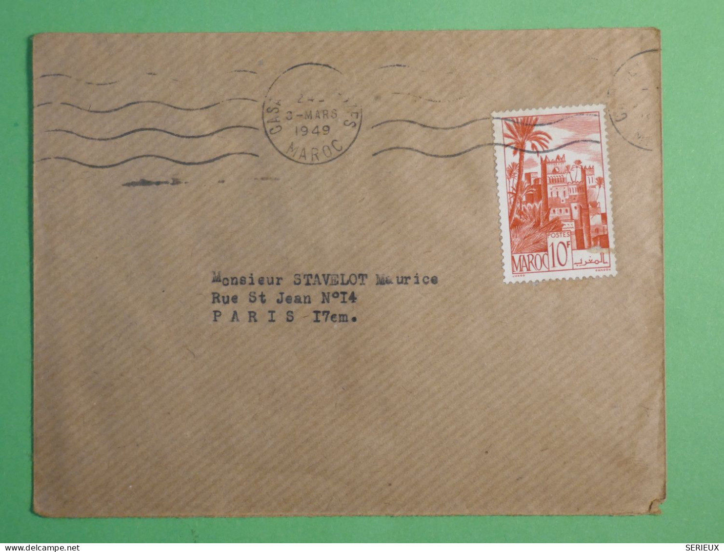 DN17  MAROC    LETTRE    1949 CASA  A  PARIS FRANCIA     + + AFF. INTERESSANT +++ - Storia Postale