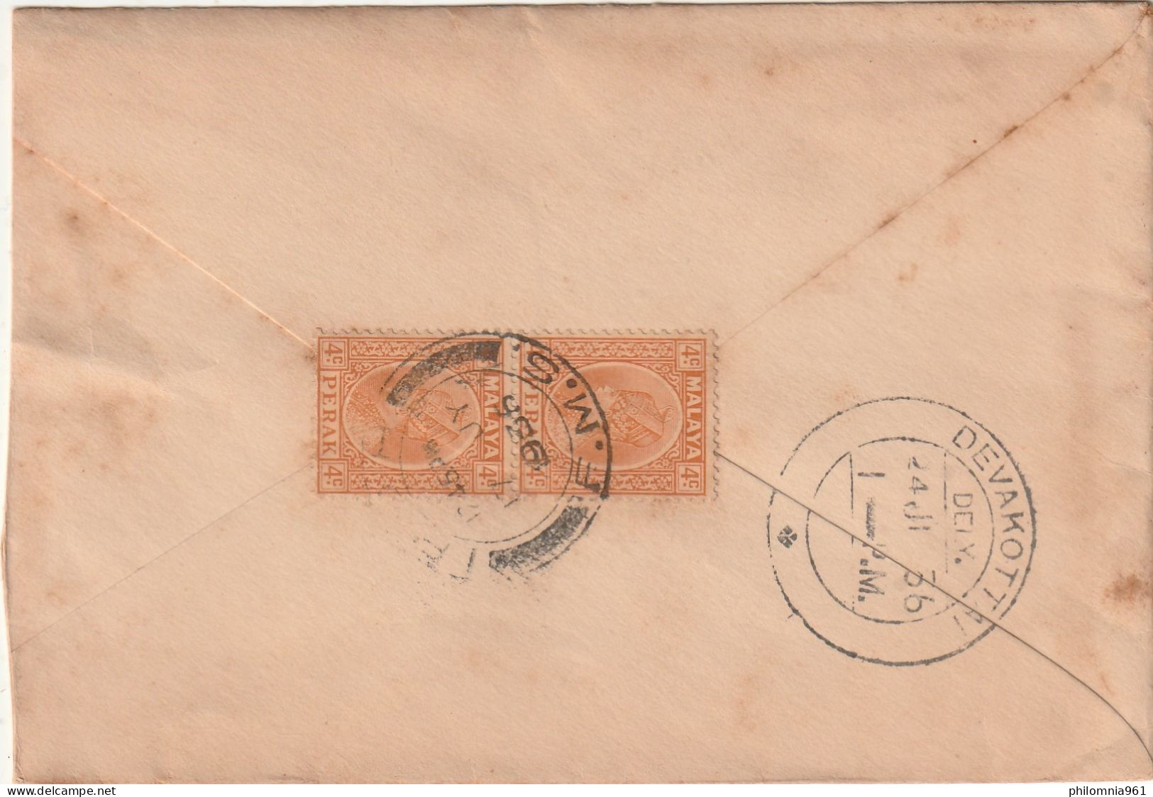 MALAYA PERAK COVER 1936 - Perak