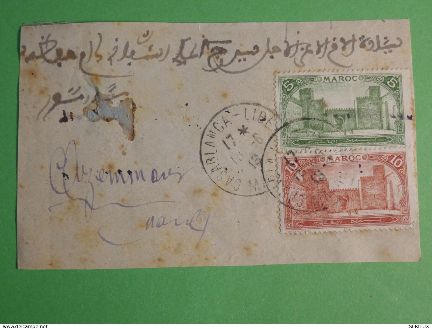 DN17  MAROC    LETTRE DEVANT    1918 CASA     + + AFF. INTERESSANT +++ - Briefe U. Dokumente