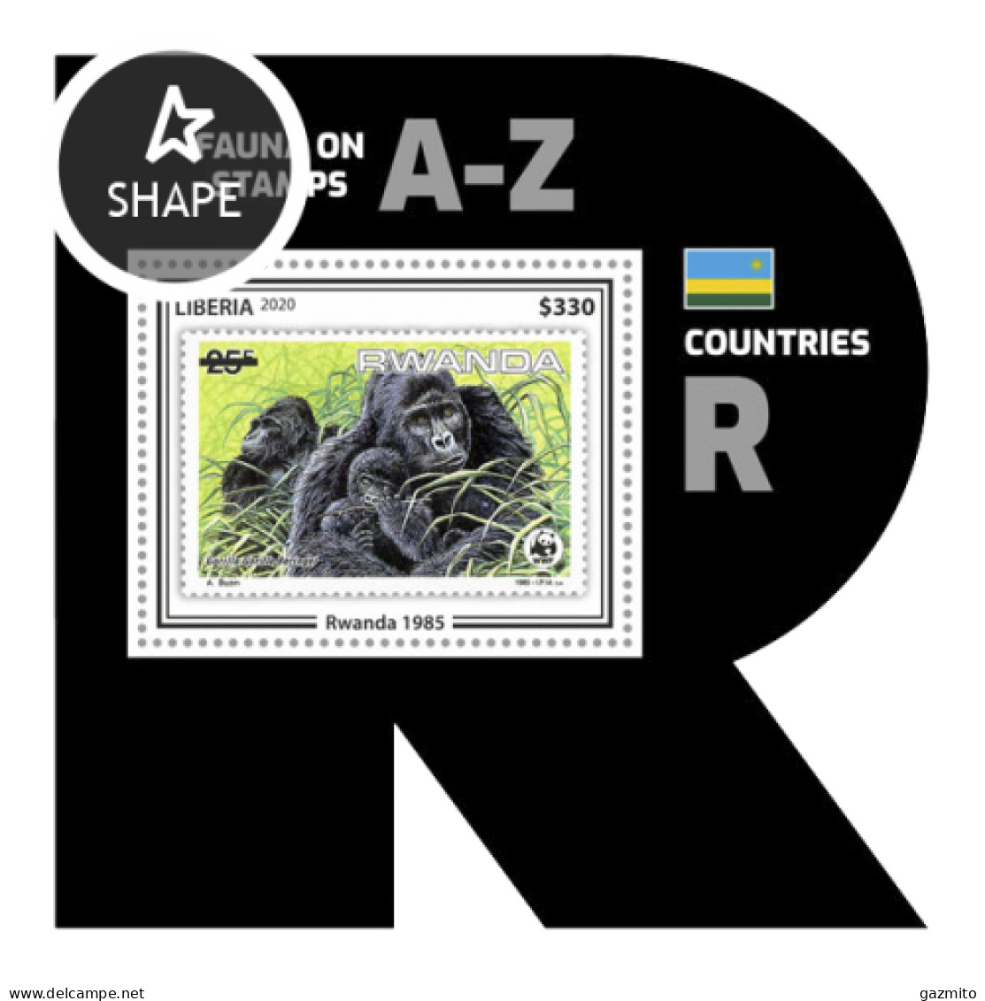 Liberia 2020, WWF, Gorilla, BF - Unused Stamps