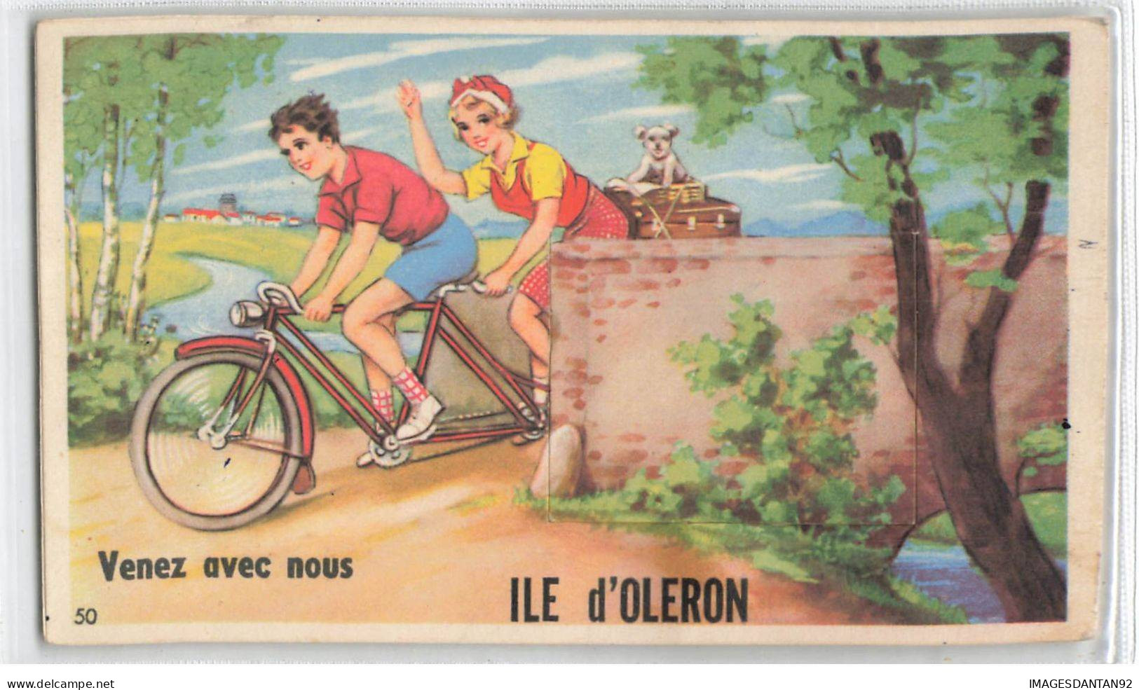 17 ILE D OLERON #FG56858 VENEZ AVEC NOUS TANDEM VELO CYCLISTES CARTE A SYSTEME - Ile D'Oléron