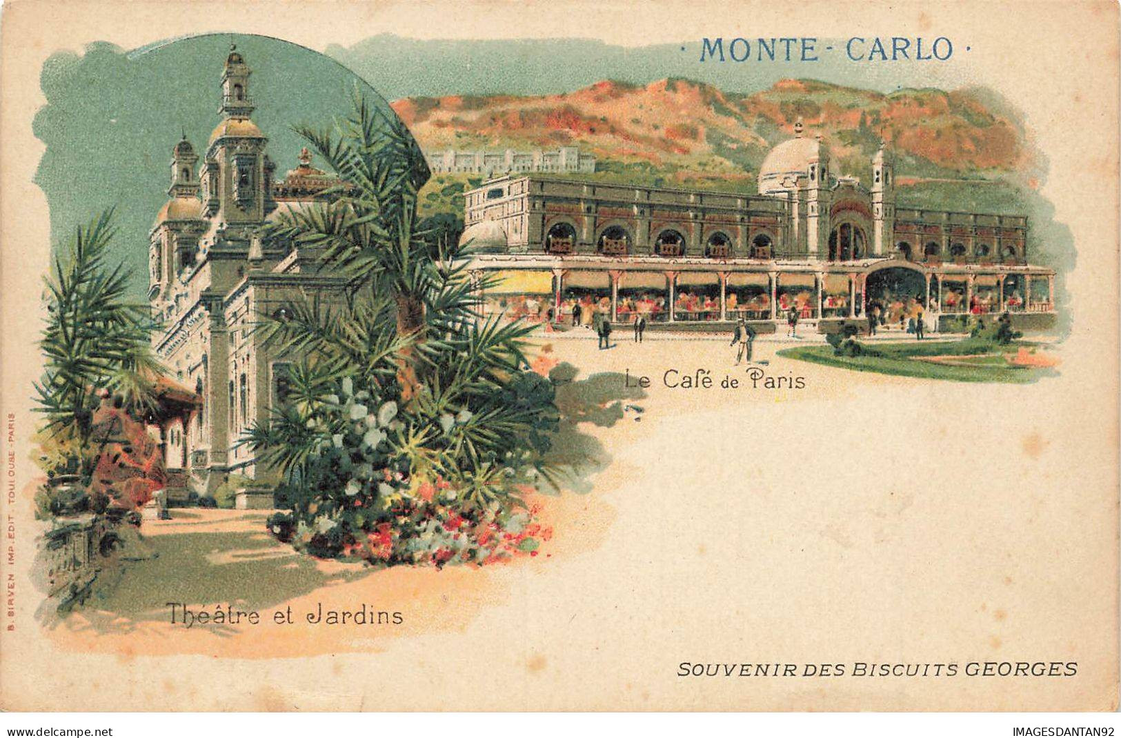 MONACO #FG57127 MONTE CARLO CAFE DE PARIS THEATRE ET JARDINS PUBLICITE BISCUITS GEORGES - Monte-Carlo
