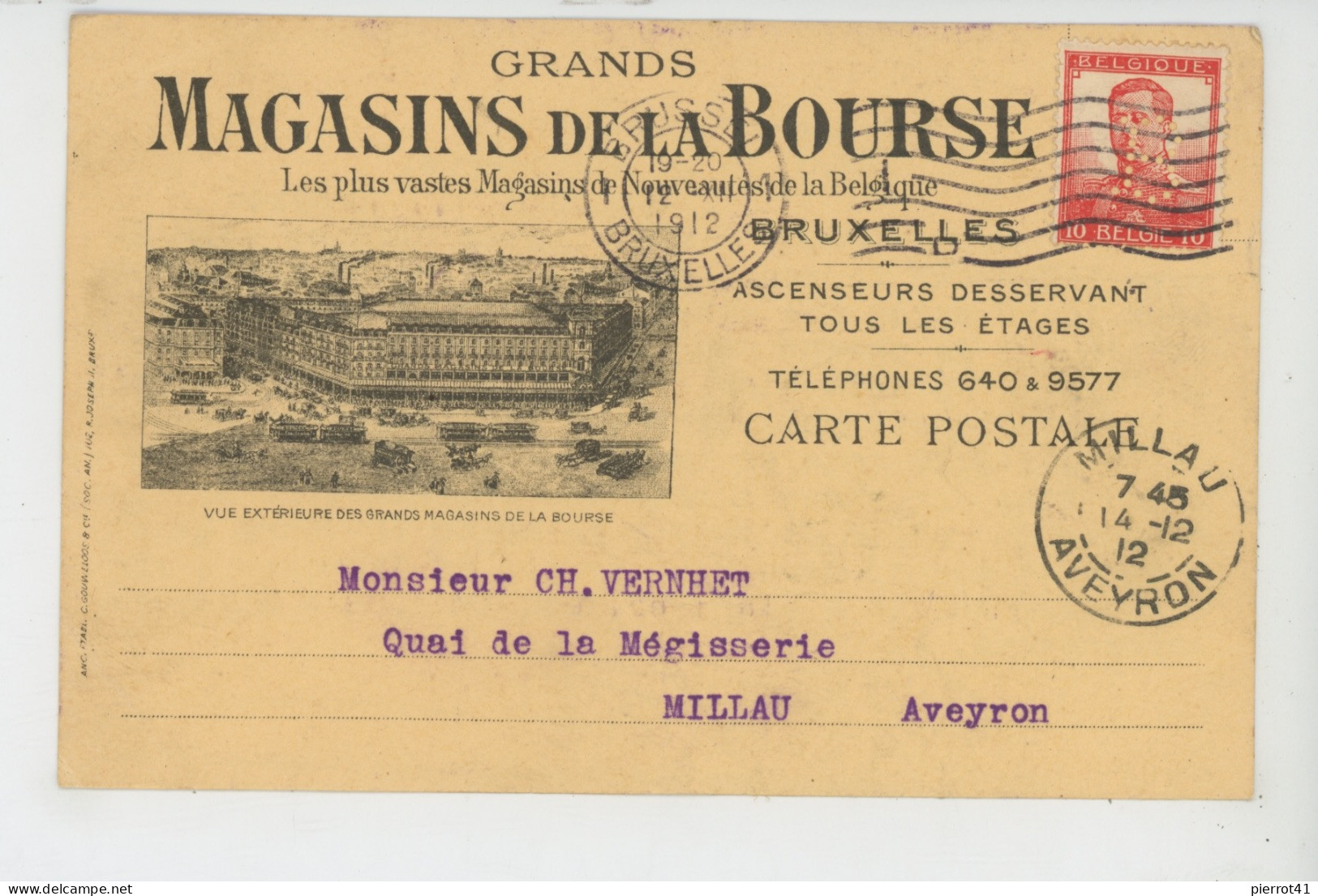 BELGIQUE - BRUXELLES - Carte De Correspondance Des GRANDS MAGASINS DE LA BOURSE écrite Par Le Sce Comptabilité En 1912 - Bauwerke, Gebäude