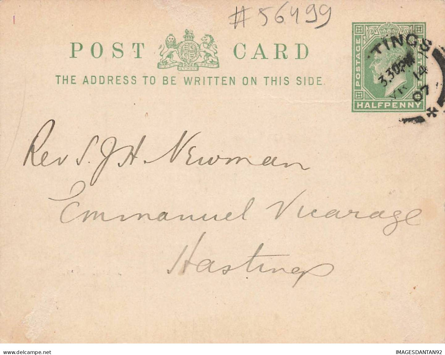 ENTIER #FG56499 ANGLETERRE REPIQUAGE HOSPITAL SATURDAY FUND HASTINGS BROOKS 1907 HALF PENNY - Stamped Stationery, Airletters & Aerogrammes