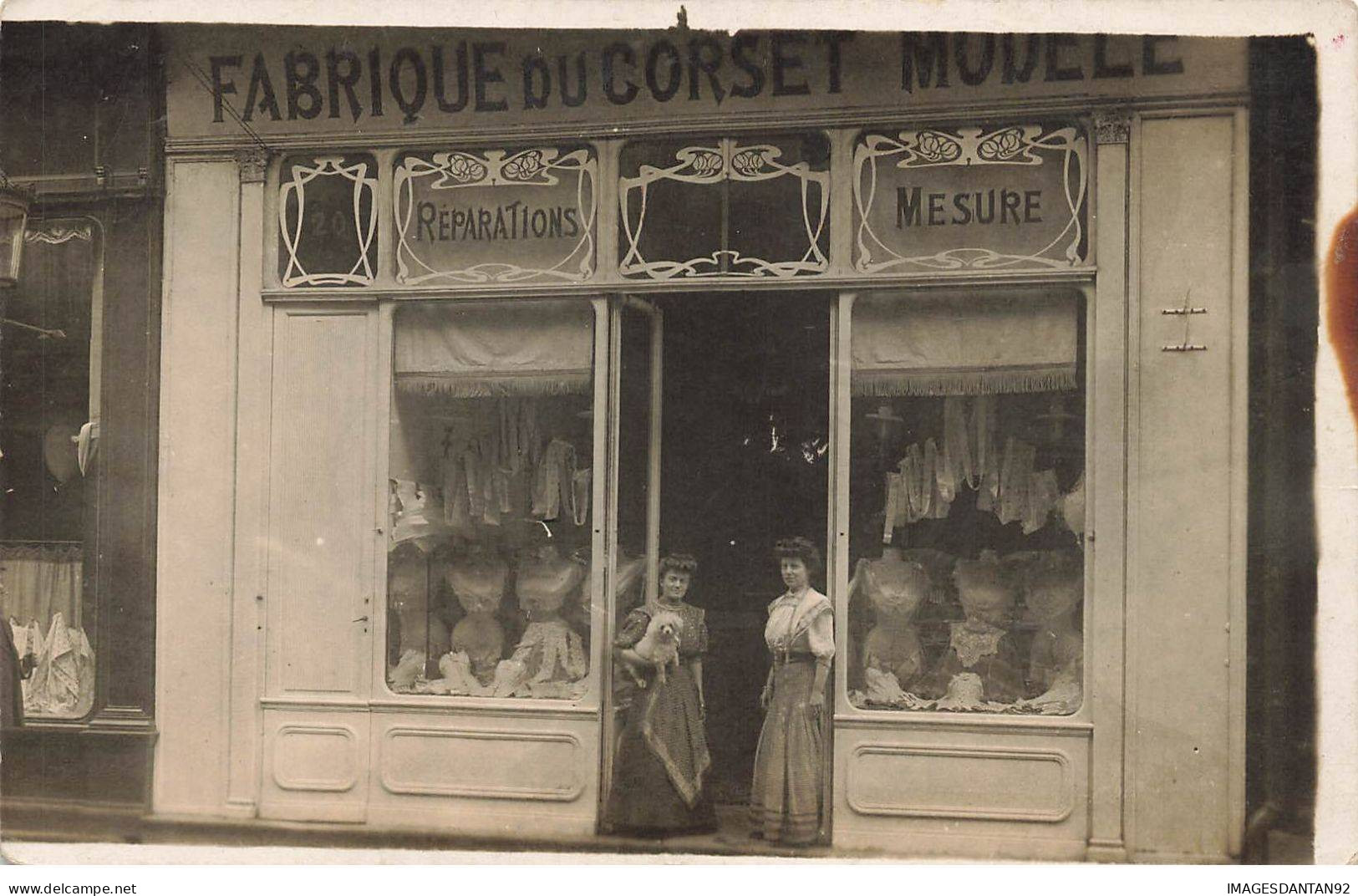 75019 PARIS #FG56575 COMMERCE FABRIQUE DU CORSET CARTE PHOTO PEJOUX - Arrondissement: 19