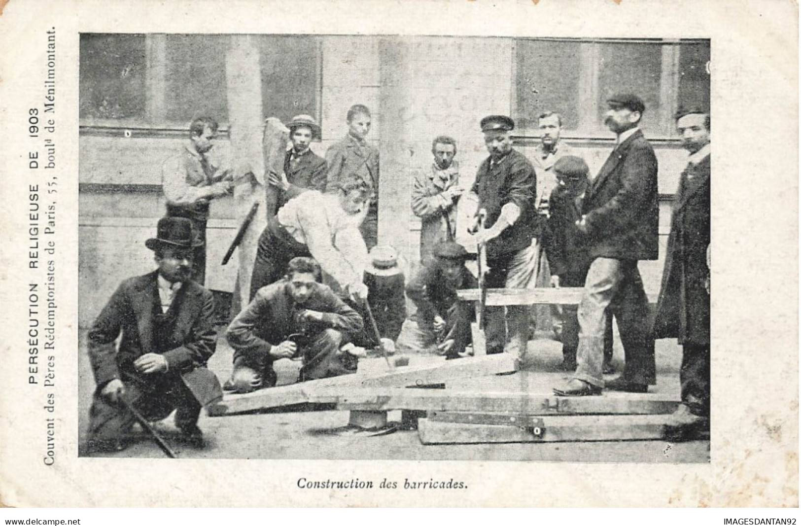 75020 PARIS #FG56579 CONSTRUCTION DES BARRICADES PERSECUTION RELIGEUSE 1903 - Paris (20)
