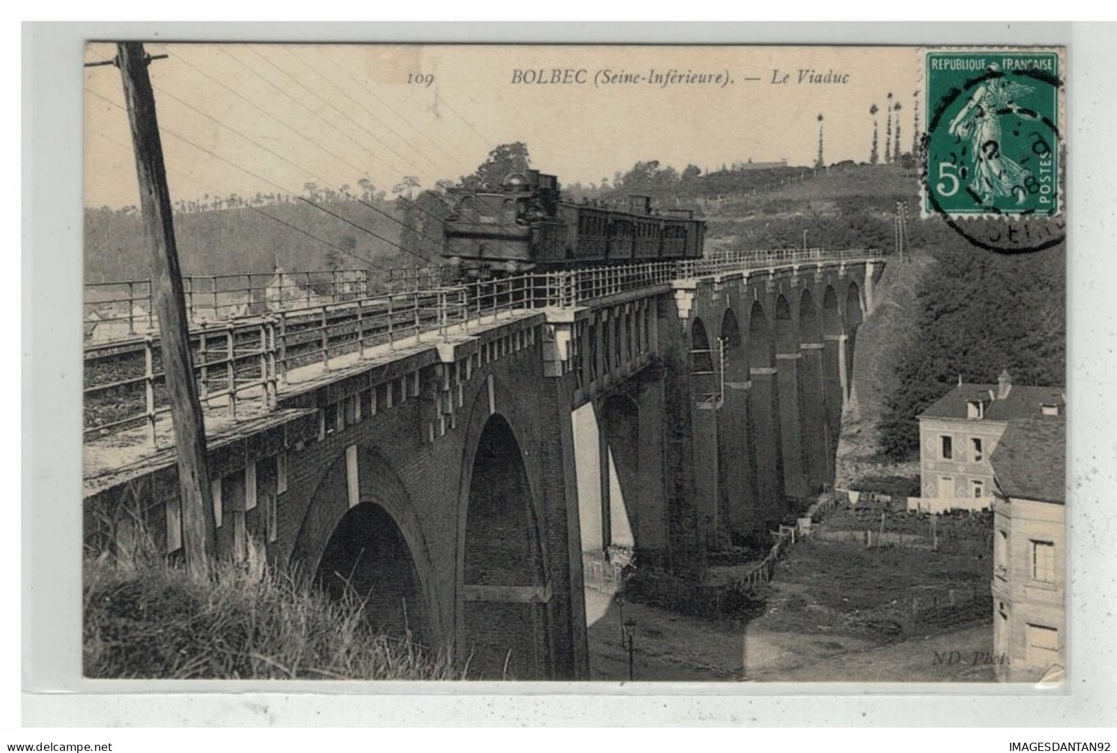 76 BOLBEC #13772 LE VIADUC NÂ°109 TRAIN LOCOMOTIVE - Bolbec