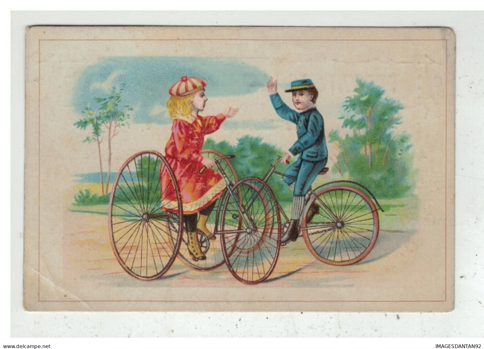 VALENCE EPICERIE FELIX POTIN TRICYCLE VELO SALUT MILITAIRE ET JEUNE FEMME - Félix Potin