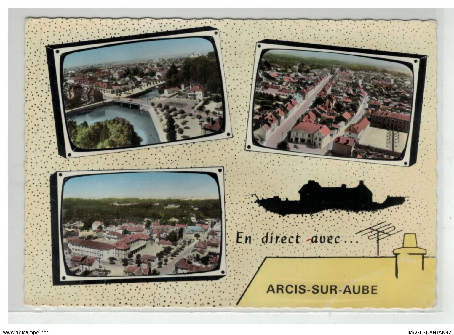 10 ARCIS SUR AUBE VUE GENERALE AERIENNE GROUPE SCOLAIRE ET PONT SUR L AUBE NÂ° A10 A65 1005 - Arcis Sur Aube