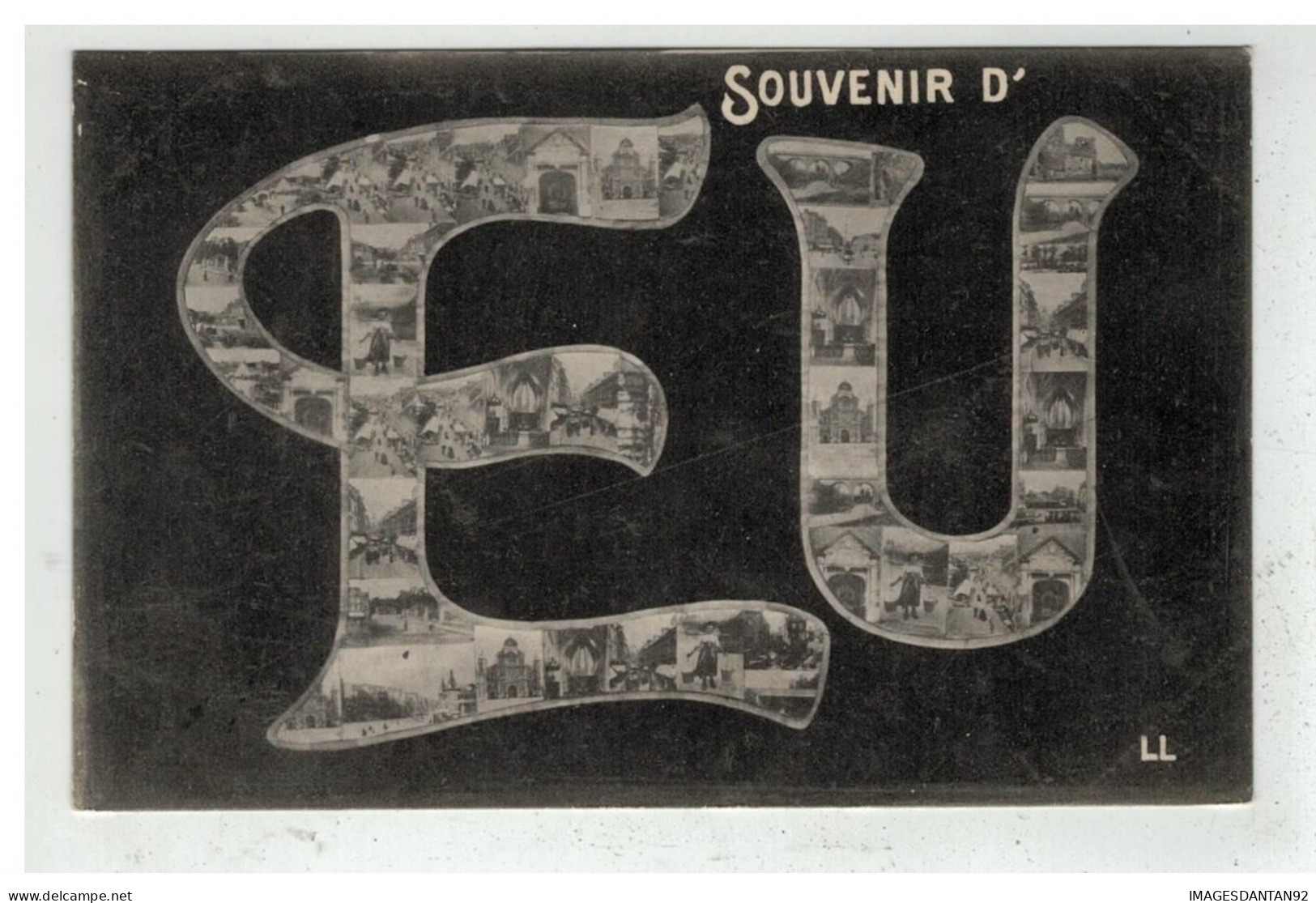 76 EU #14037 SOUVENIR D EU LETTRES VUE MULTIPLES FANTAISIE - Eu