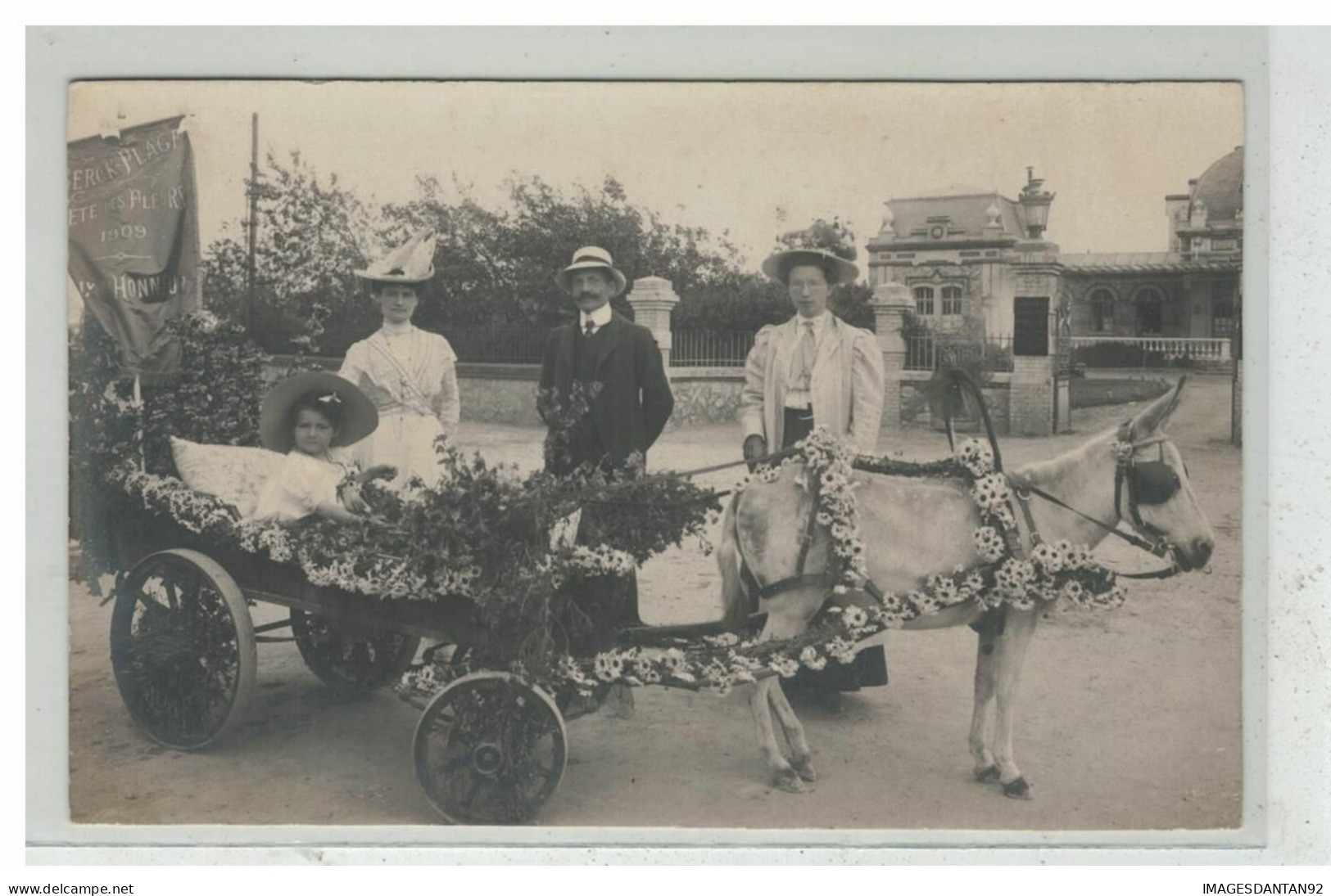 62 BERCK PLAGE #15779 CARTE PHOTO CHAR FLEURIS FETES DES FLEURS 1909 LE PRIX D HONNEUR - Berck