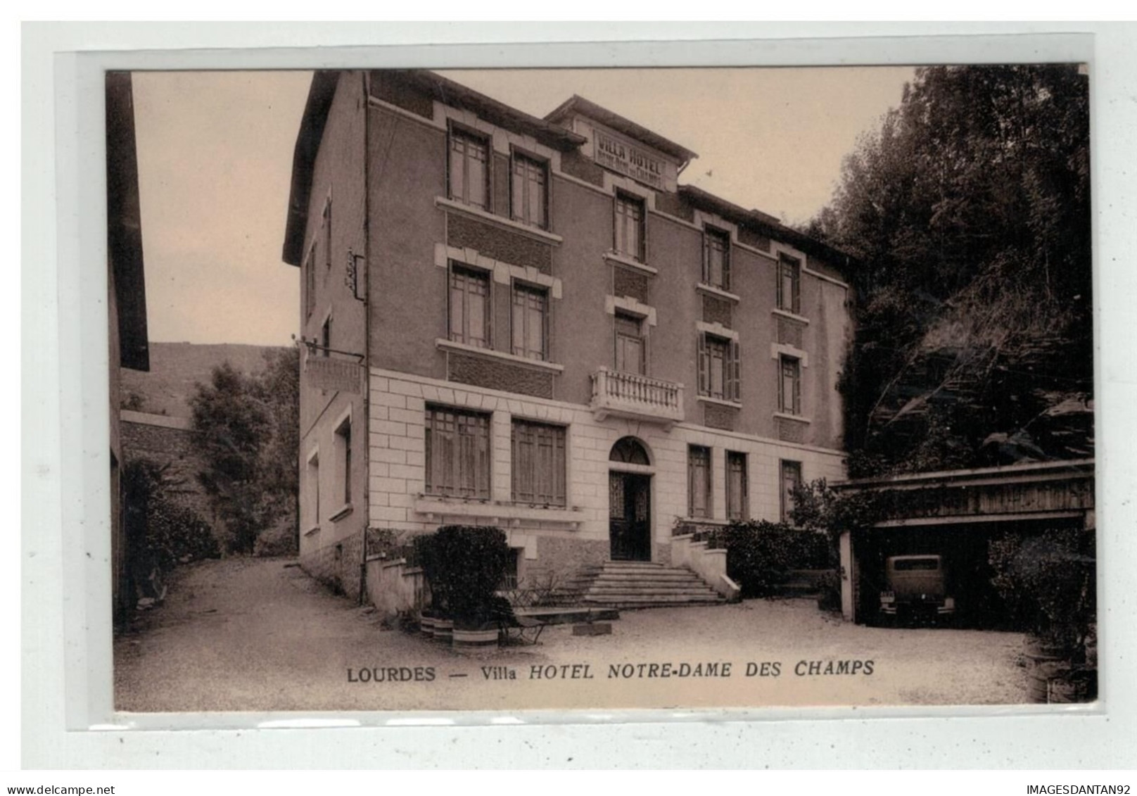 65 LOURDES #12018 VILLA HOTEL NOTRE DAME DES CHAMPS CARTE PUBLICITAIRE - Lourdes