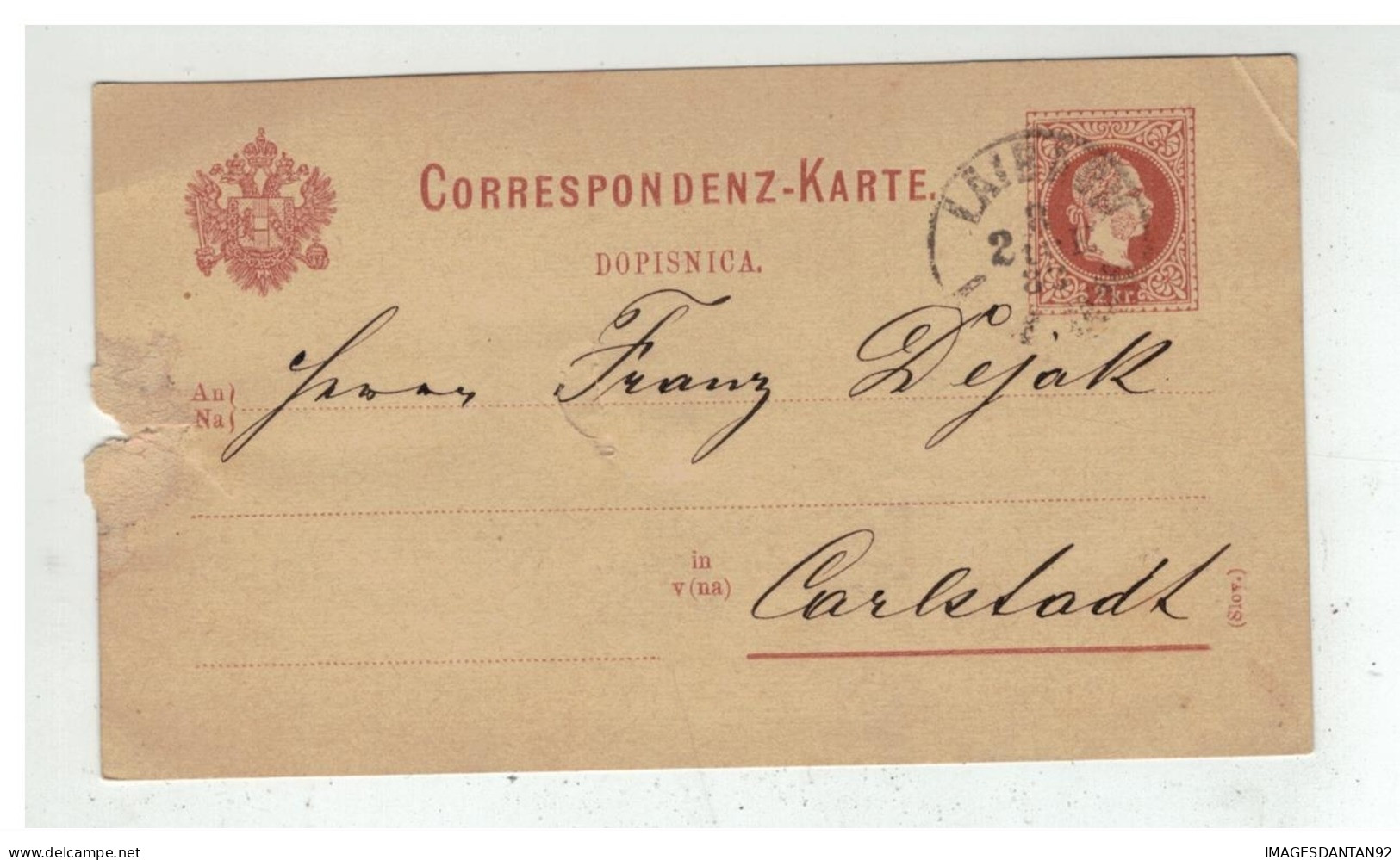 Autriche - Entier Postal 2 Kreuser De LAIBACH à Destination De KARLSTADT KARLOVAC CROATIA 1883 - Postwaardestukken