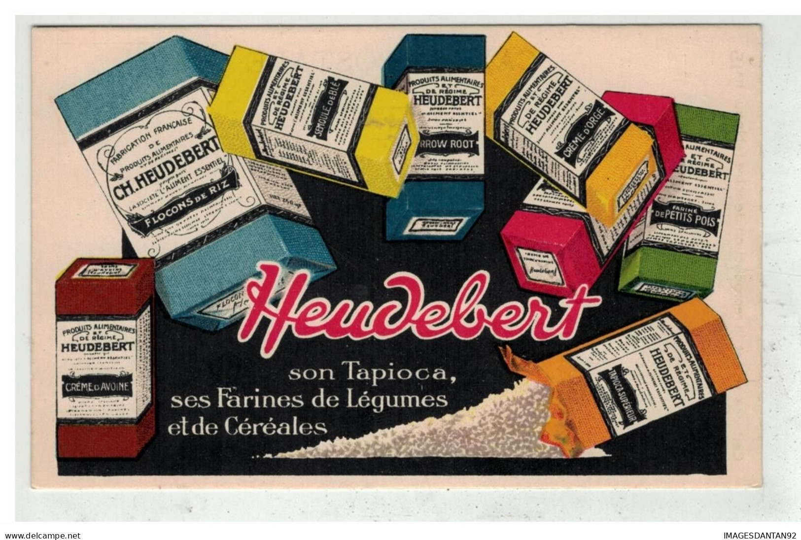 PUBLICITE #16331 PUB HEUDEBERT BISCOTTE TAPIOCA FARINES DE LEGUMES - Werbepostkarten