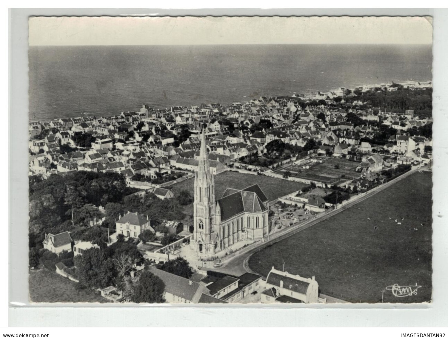 14 SAINT AUBIN SUR MER VUE GENERALE AERIENNE EGLISE ET MER NÂ°AC 312 101 A - Saint Aubin