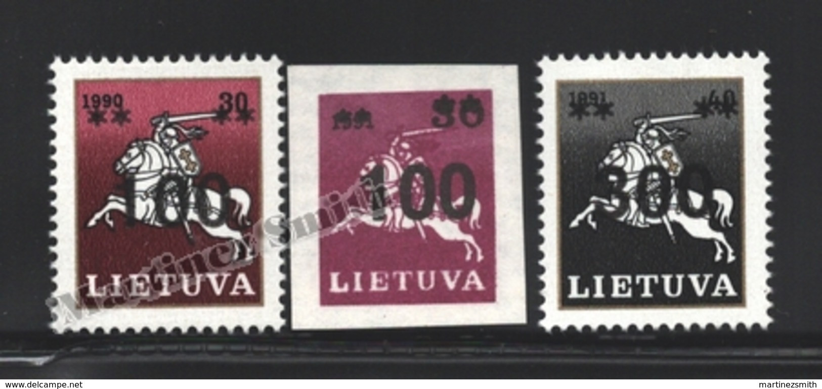 Lituanie – Lithuania – Lituania 1993 Yvert 442-444, Definitive Set, Overprinted New Values - MNH - Lithuania