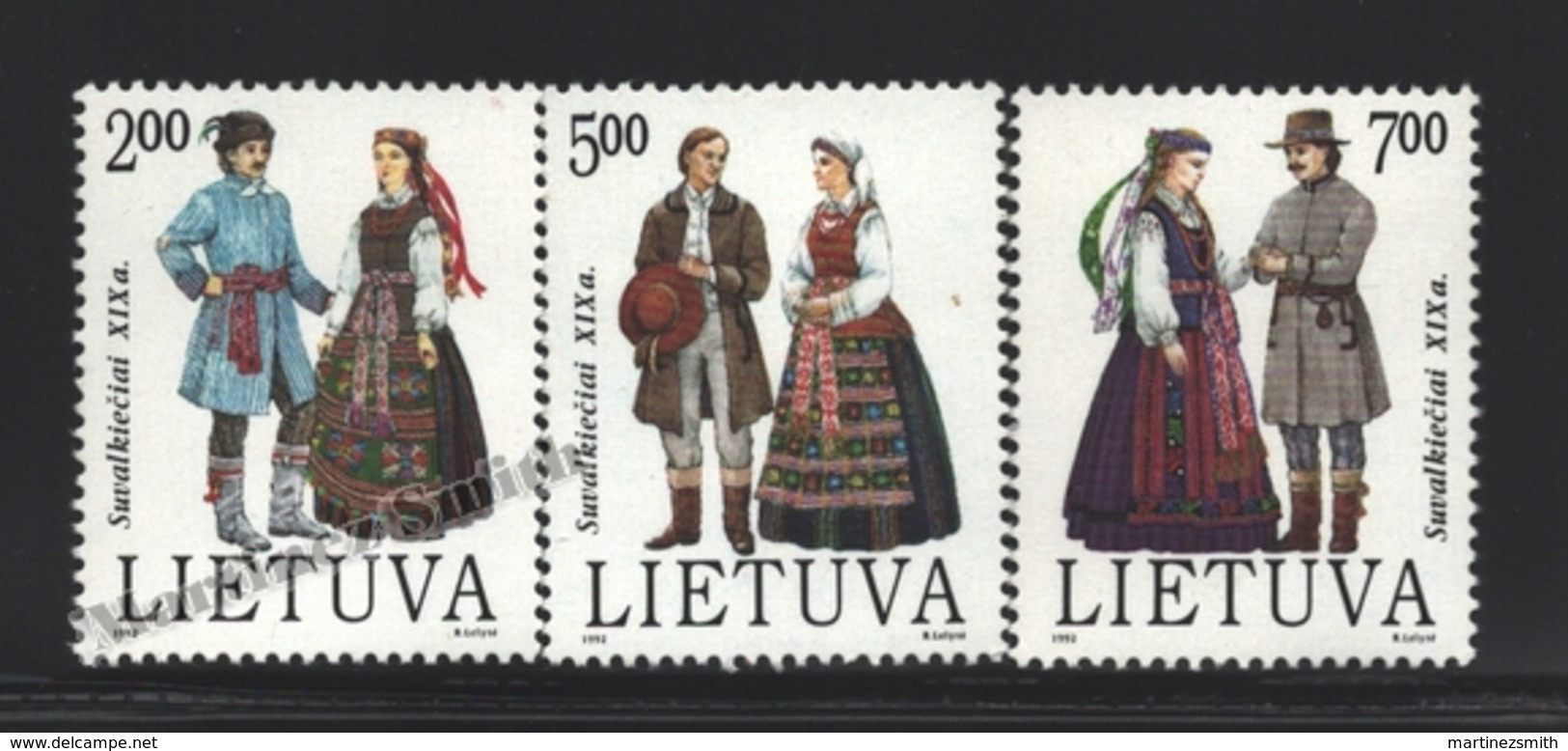 Lituanie – Lithuania – Lituania 1992 Yvert 439-41, Regional Traditional Costumes (I) - MNH - Lithuania