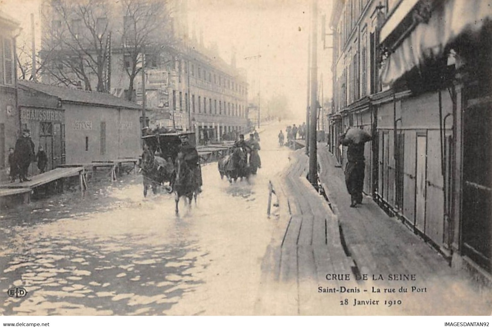 93 SAINT DENIS #20079 RUE DU PORT CRUE SEINE1910 CHEVAUX - Saint Denis