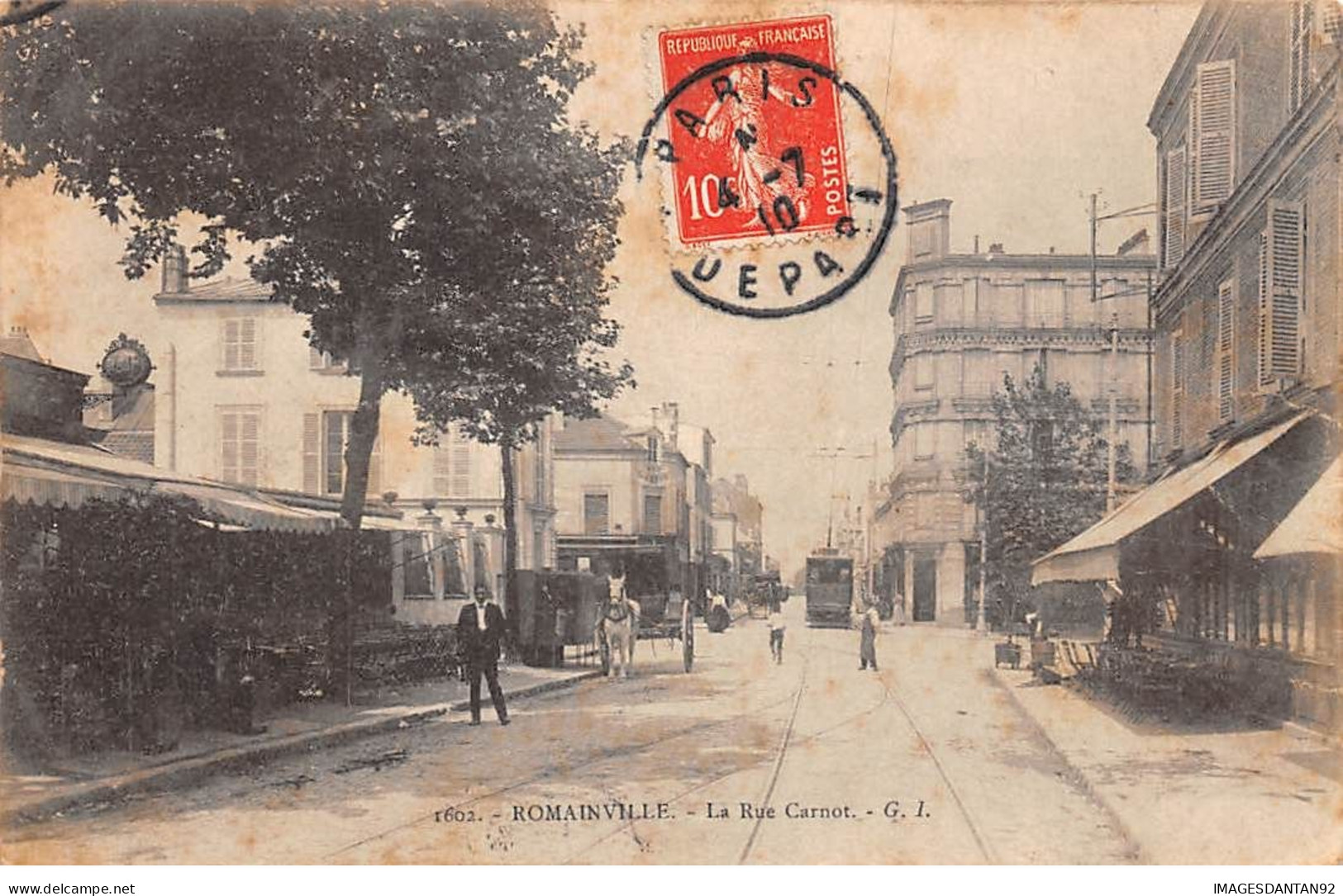 93 ROMAINVILLE #20028 RUE CARNOT CHEVAL FIACRE TRAMWAY - Romainville