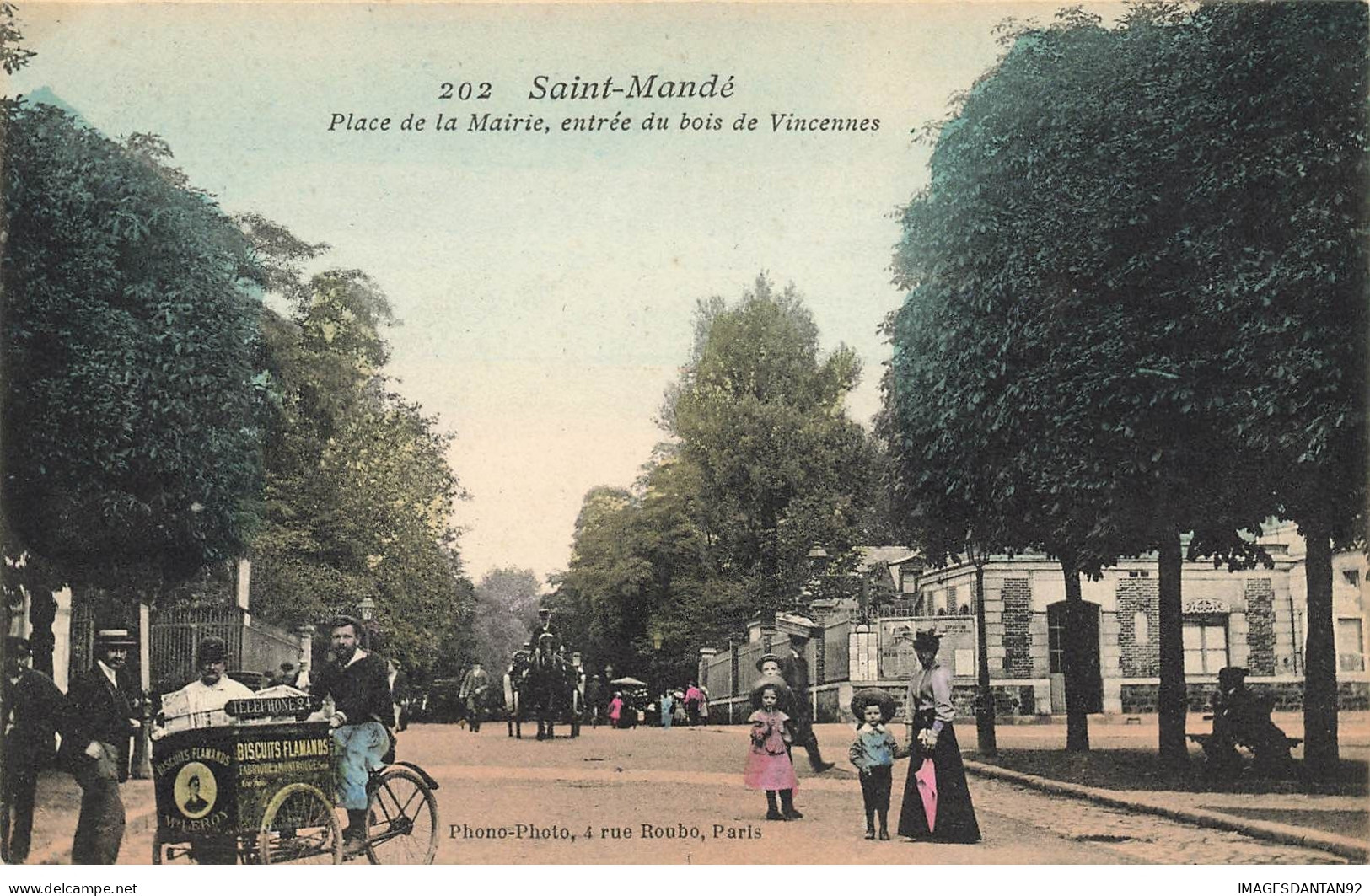 94 SAINT MANDE #21728 PLACE DE LA MAIRIE ENTREE BOIS VINCENNES  VENDEUR AMBULANT TRIPORTEUR VOITURE A CHEVAL - Saint Mande