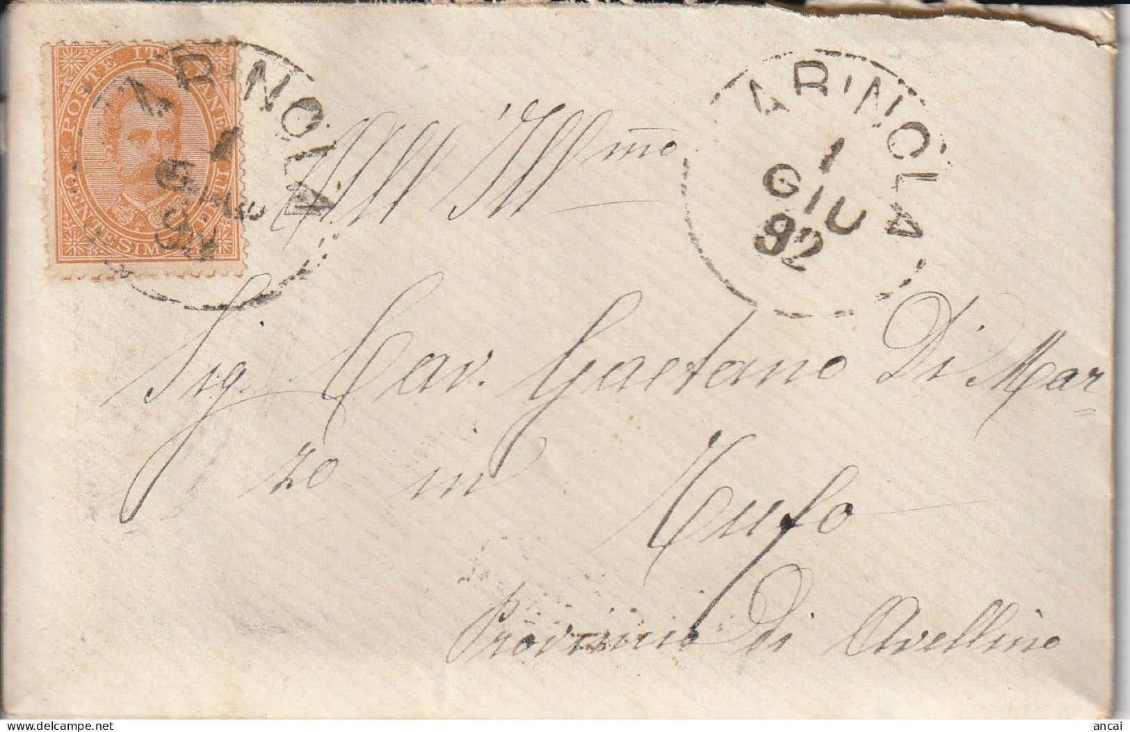 Italy. A205. Carinola. 1892. Annullo Grande Cerchio CARINOLA, Su Su Piccola Lettera, Completa Di Testo - Poststempel