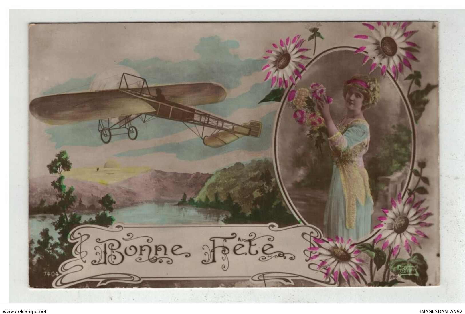AVIATION #18384 AVION PLANE BONNE FETE MONOPLAN FEMME ART NOUVEAU - ....-1914: Precursori