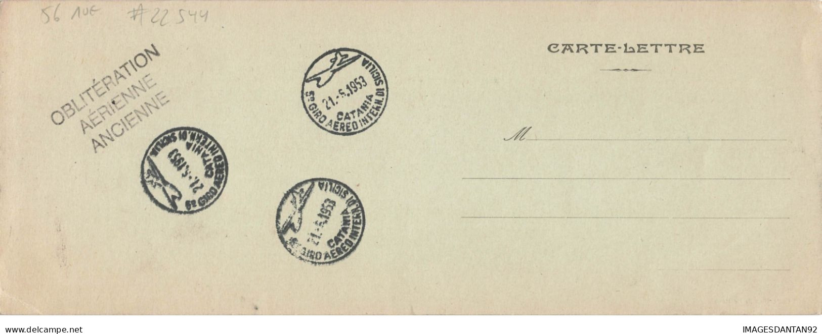 56 CARNAC #22544 ALIGNEMENTS DU MENEC NÂ°1 CARTE LETTRE + OBLITERATION AERIENNE ANCIENNE CATANIA AEROPORT SICILIA SICILE - Carnac