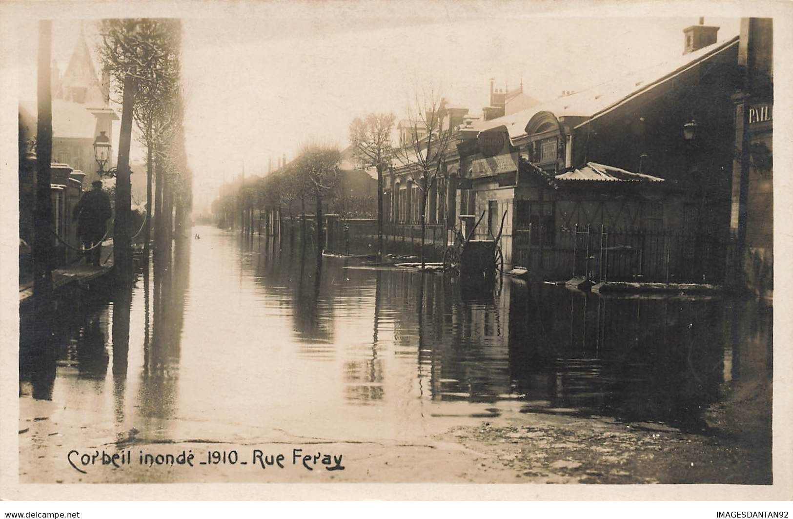 91 CORBEIL #21134 INONDE 1910 RUE FERAY CARTE PHOTO - Corbeil Essonnes