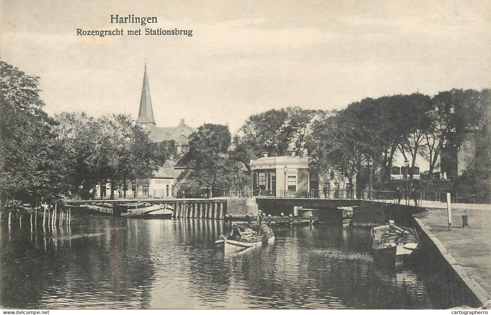 Germany Harlingen Rozengracht Met Stationsburg - Harlingen