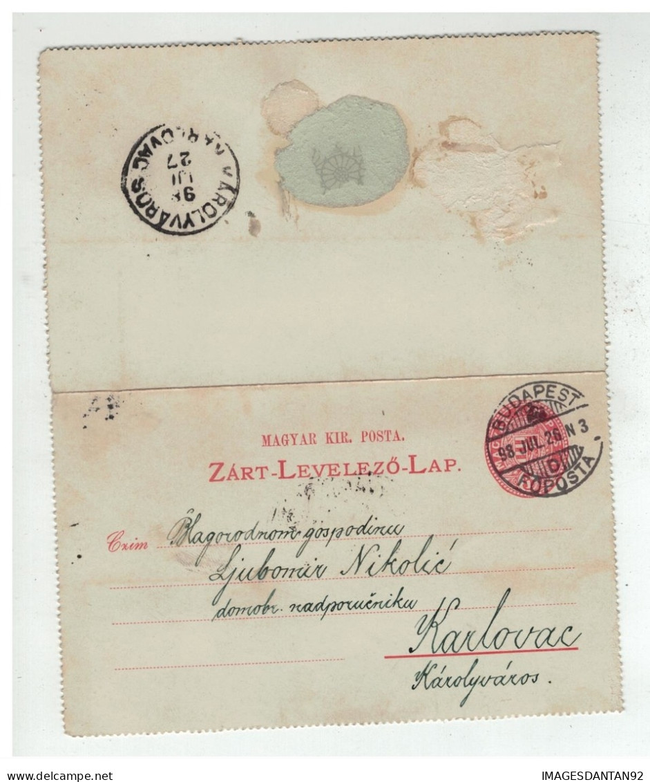 HONGRIE HUNGARY BUDAPEST  Postal Stationery Sent To Karlovac, Croatia JUL 1898 - Ganzsachen