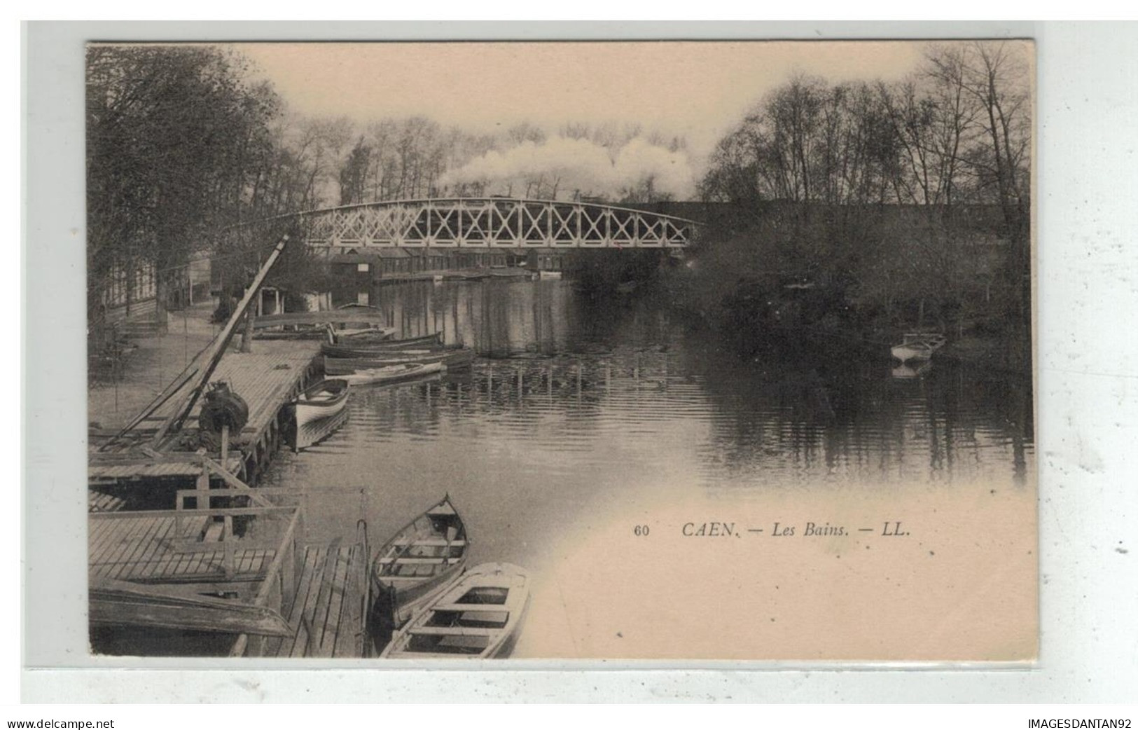 14 CAEN LES BAINS NÂ°60 PASSAGE DU TRAIN SUR LE PONT - Caen