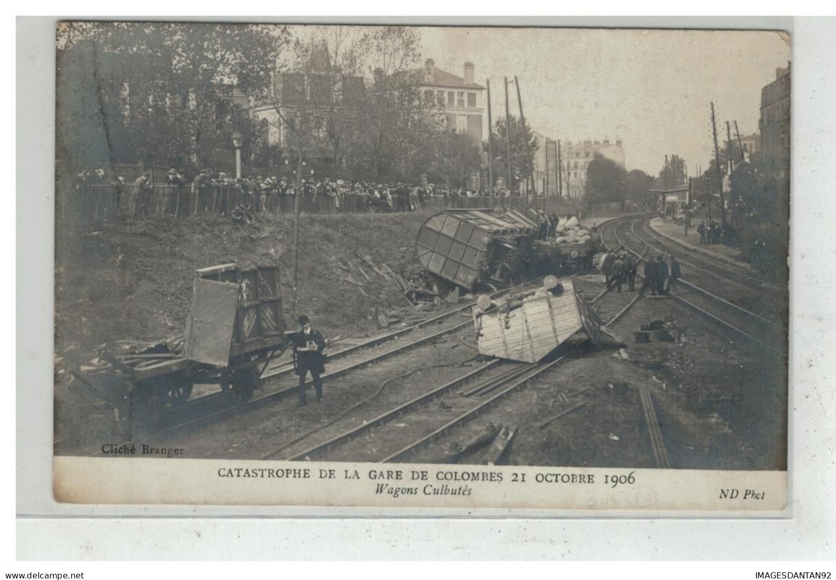 92 COLOMBES #16386 CATASTROPHE FERROVIAIRE DE 1906 GARE DE COLOMBES DERAILLEMENT TRAIN WAGONS CULBUTES - Colombes