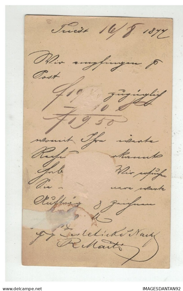 HONGRIE  TRIEST Postal Stationery Sent To CARLSTADT Karlovac, Croatia 1877 - Postwaardestukken