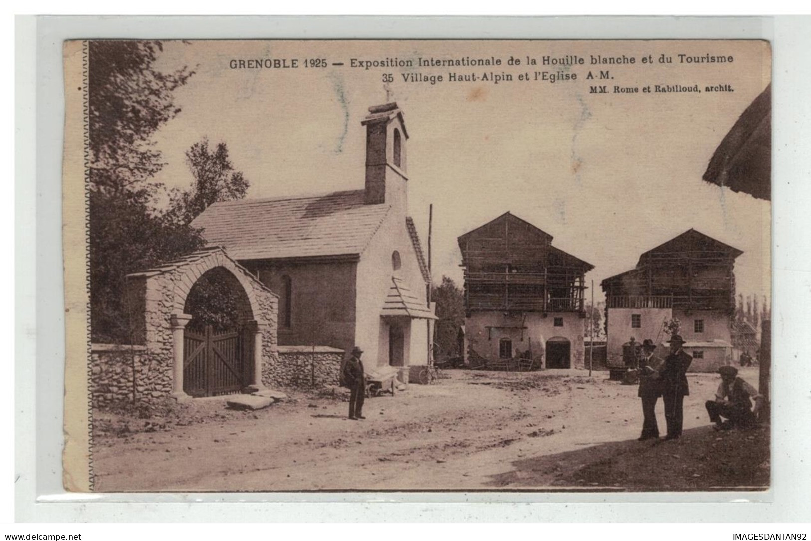 38 GRENOBLE 1925 EXPOSITION INTERNATIONALE DE LA HOUILLE BLANCHE VILLAGE HAUT ALPIN ET EGLISE NÂ°35 - Grenoble