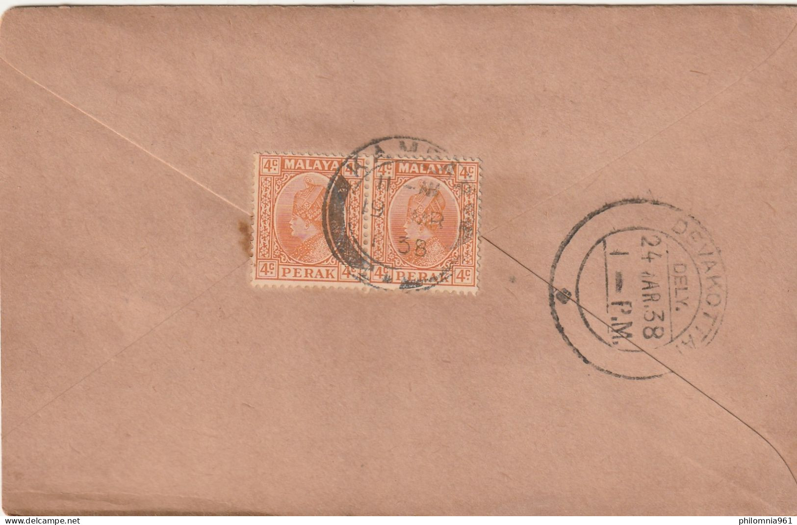 MALAYA PERAK COVER 1938 - Perak