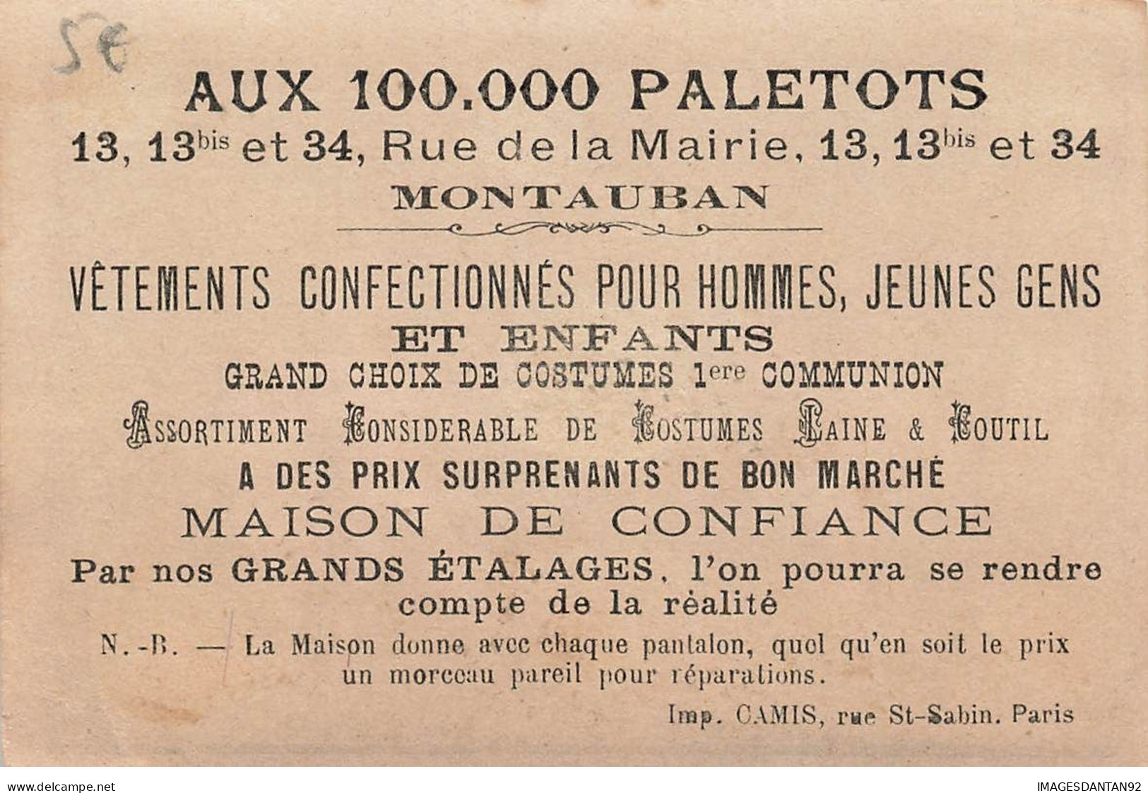 MONTAUBAN AUX 100.000 PELOTONS VETEMENTS ANE TETU PERSUASION - Autres & Non Classés