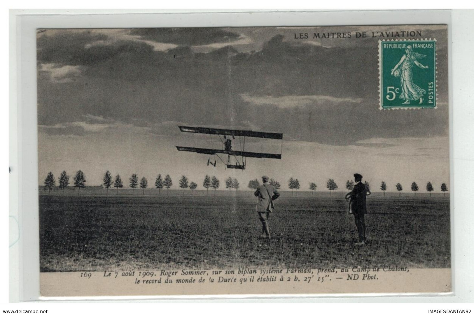 51 CHALONS SUR MARNE ROGER SOMMER SUR SON BIPLAN SYSTEME FARMAN NÂ°169 - Châlons-sur-Marne